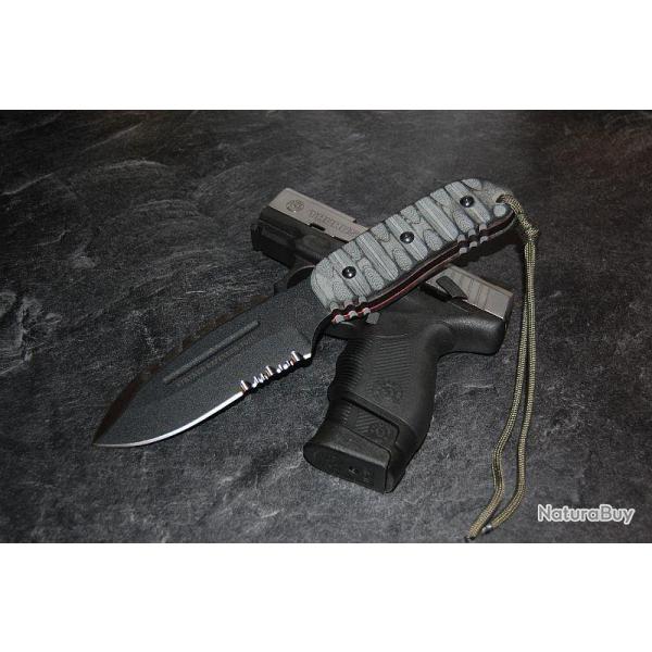 Couteau de Combat Tops Stryker Defender Tool Acier 1095 Micarta Tops Knives Made In USA TPDEFT01