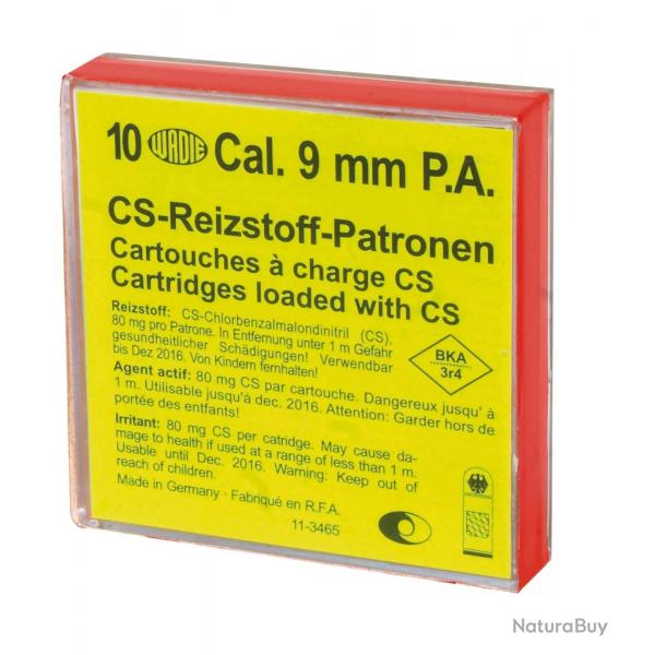 Cartouches 9 MM PAK A Gaz CS Pour Pistolet