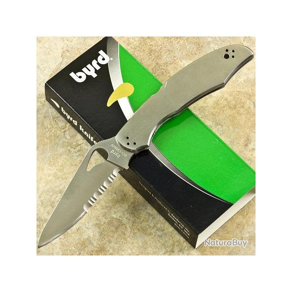 Couteau BYRD Spyderco CARA CARA 2 Manche Acier Serrated Blade BY03PS2