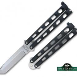 Couteau Butterfly Balisong Tanto Bear & Son Acier Carbone Made In USA BC114AB