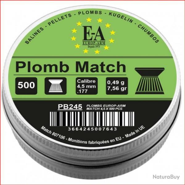 Plombs Match Europ-Arm  tte plate cal. 4,5 mm