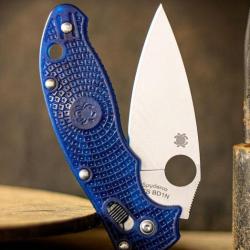 Couteau Spyderco Manix 2 Blue Lame Acier CTS-BD1  Manche Fiberglass Made In USA  SC101PBL2