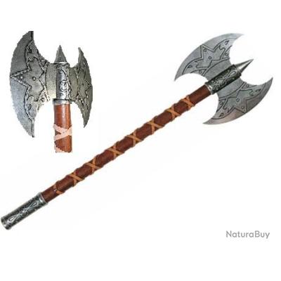 Hache De Viking Pour Drakkar Tomahawk Lame Acier Carb Manche Bois Fabr Artisanale Etui Cuir