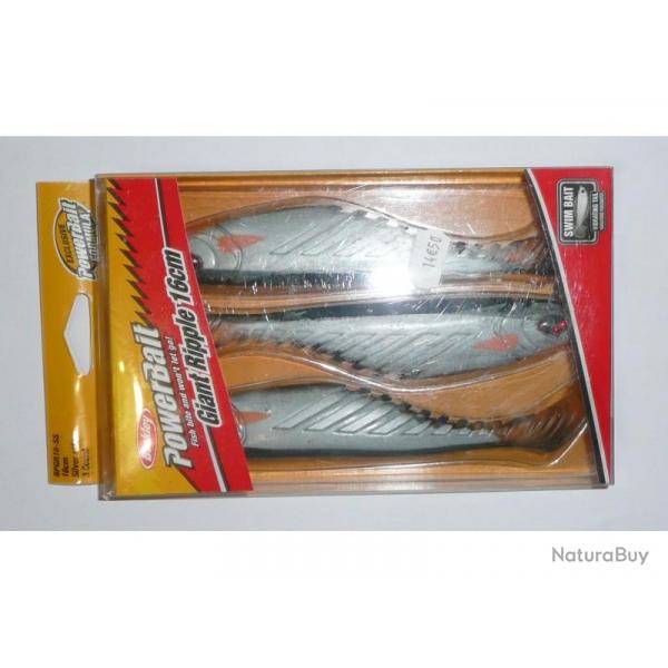 Leurre Berkley Powerbait Giant Ripple 16cm - Pack de 3 Silver Side