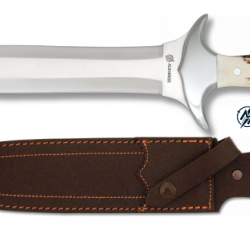 Couteau de chasse 43 cm manche corne de cerf  avec son Etui tout Cuir