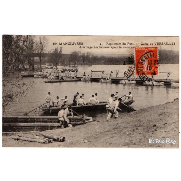 CPA -  Militaire - EN MANUVRES Repliement du Pont 1 er Gnie  de VERSAILLES Amarrage bateaux N1215