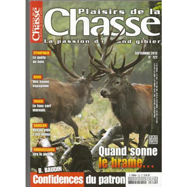 plaisirs de la chasse  septembre  2012 n 722 , arme , sanglier , brame du cerf , cynophilie