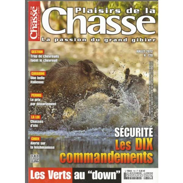 plaisirs de la chasse  juillet 2012 n 720 , chevreuil, permis, leishmaniose , carabine italienne