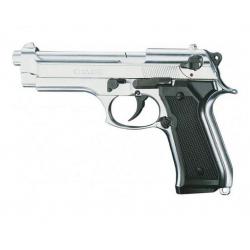 Pistolet BERETTA  Nickelé Chrome à blanc  Mod 92  Cal. 9mm PAK
