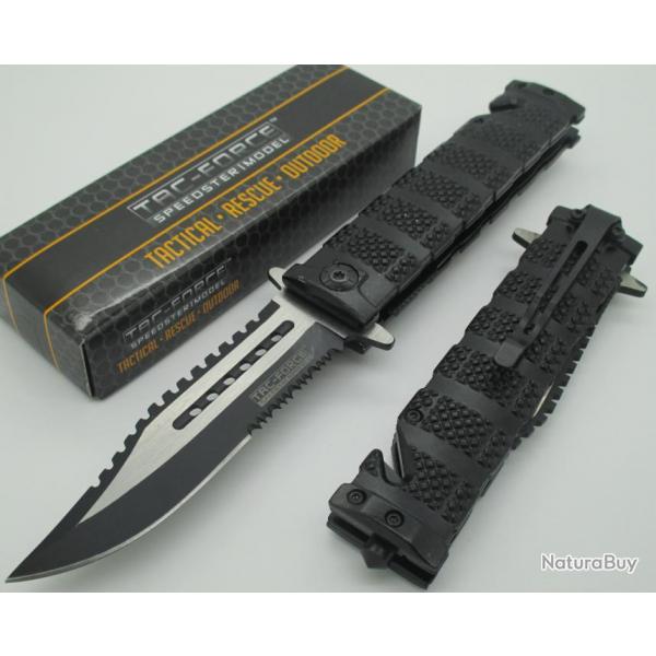 Couteau Tactical Rescue Ouverture Assiste Extraction Evasion Tac Force TF710BK