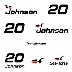 1 kit sticker JOHNSON capot moteur 20 cv série 0 hors bord bateau barque pêche