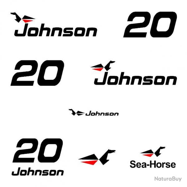 1 kit sticker JOHNSON capot moteur 20 cv srie 0 hors bord bateau barque pche