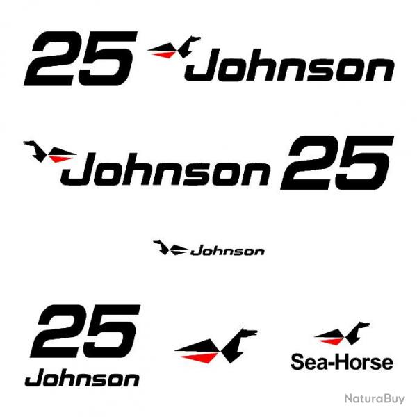 1 kit sticker JOHNSON capot moteur 25 cv srie 0 hors bord bateau barque pche