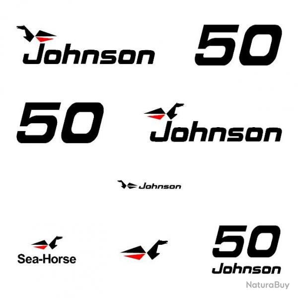 1 kit sticker JOHNSON capot moteur 50 cv srie 0 hors bord bateau barque pche