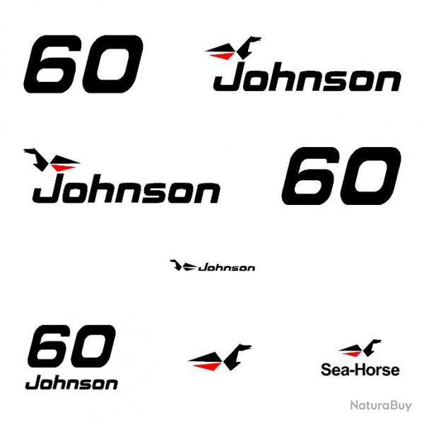 1 kit sticker JOHNSON capot moteur 60 cv srie 0 hors bord bateau barque pche