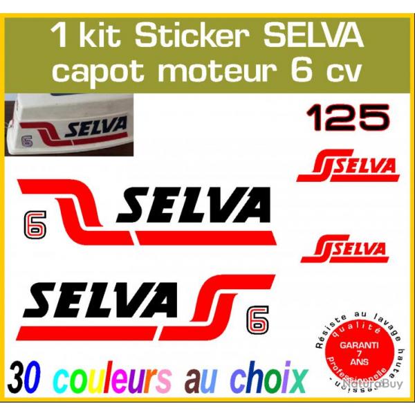 1 kit sticker SELVA capot moteur 6 cv srie 4 hors bord bateau barque pche