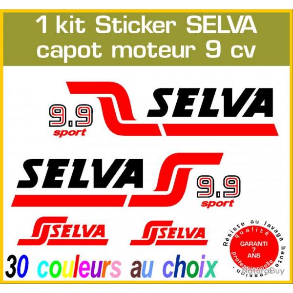1 kit sticker SELVA capot moteur 9.9 cv srie 4 hors bord bateau barque pche