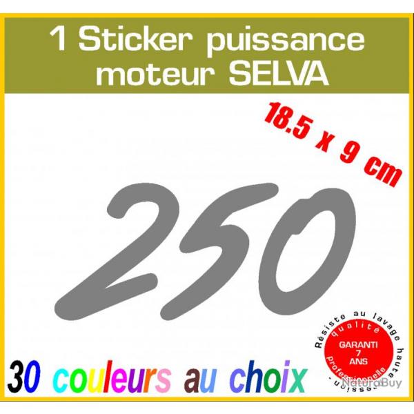 1 sticker SELVA puissance moteur 250 cv srie 1 hors bord bateau barque pche