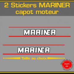 2 stickers MARINER capot moteur série 2 ref 1 hors bord bateau barque pêche