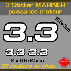 3 sticker MARINER puissance moteur 3.3 cv serie 2 hors bord bateau peche