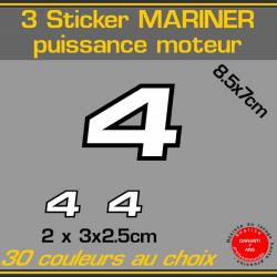 3 sticker MARINER puissance moteur 4 cv serie 2 hors bord bateau peche