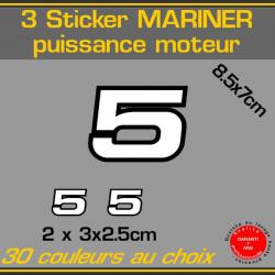 3 sticker MARINER puissance moteur 5 cv serie 2 hors bord bateau peche