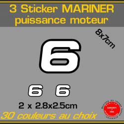 3 sticker MARINER puissance moteur 6 cv serie 2 hors bord bateau peche