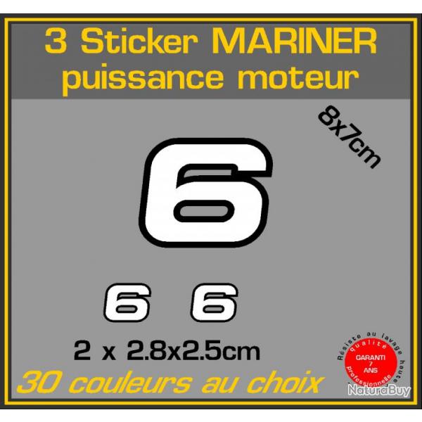 3 sticker MARINER puissance moteur 6 cv serie 2 hors bord bateau peche