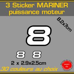 3 sticker MARINER puissance moteur 8 cv serie 2 hors bord bateau peche