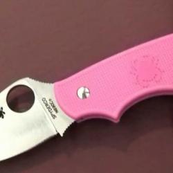Couteau SPYDERCO SQUEAK Pink FRN Plain Folding Knife Acier N690CO Made In Italy SC154PPN