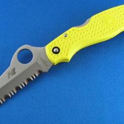 Couteau Spyderco Saver Salt Yellow Acier H1 Manche FRN Yellow Made In Japan SC118SYL