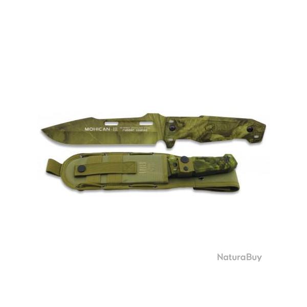Couteau TACTICAL (MOHICAN III ) avec Etui pour ceinture Couleur VERT Camouflage