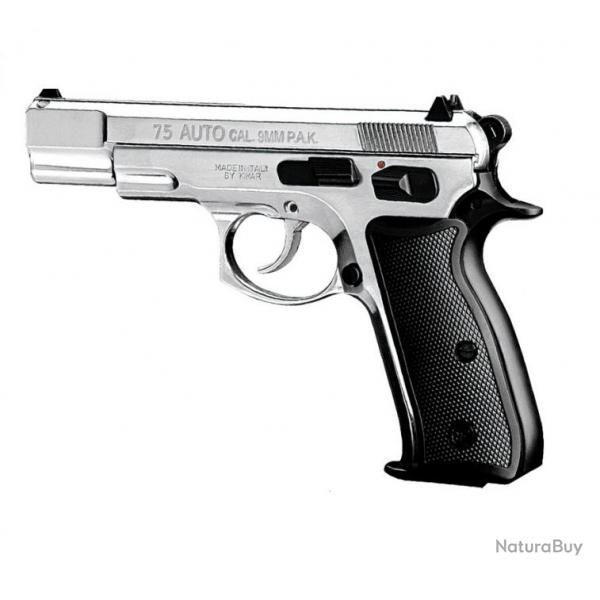 Pistolet  blanc  Mod. Auto 75  Nickel Chrome Cal. 9mm / Rplique CZ