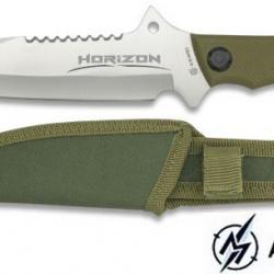 Couteau Tactique HORIZON Vert de 29 cm avec Boussole et étui pour ceinture