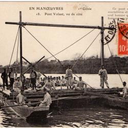 CPA -  Militaire-  EN MANUVRES 1 er Génie Pont Volant  vu de cote  N°1213