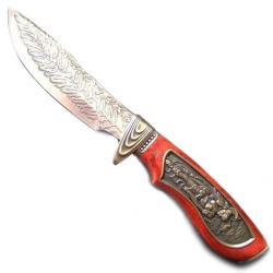Couteau de chasse TOLEDO  Décoré  GUERRIERE Lame de 12 cm