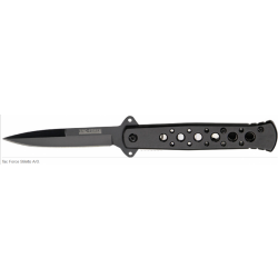 LOT DE 3 Couteau Stiletto à Ouverture Assistée Acier Carbone/Inox Manche Alu Tac Force TF698BK