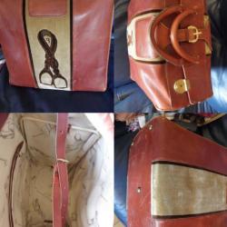 vintage sac du voyage PRINCIPE motif cheval