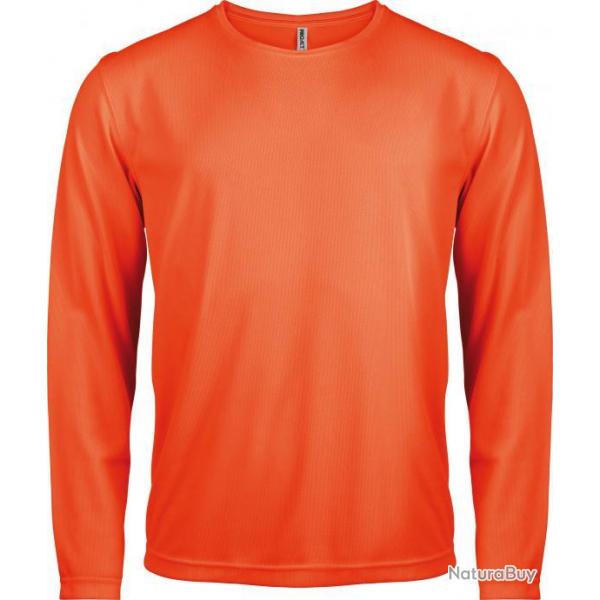 T-shirt  sechage rapide manches longues homme orange fluo
