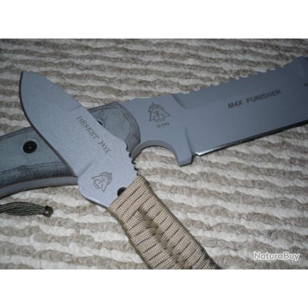 Couteau de Survie TOPS Desert Fox Acier Carbone 1095 Manche ParaCorde Tops Knives Made USA TPDFOX01