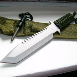 Couteau TANTO SURVIE + Allume FEU M3371 - MILITARY