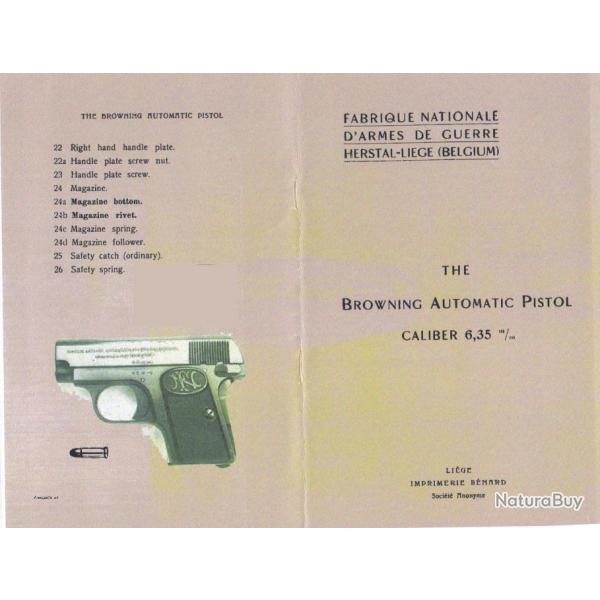 Browning Automatic pistolet 6.35 Manuel PDF