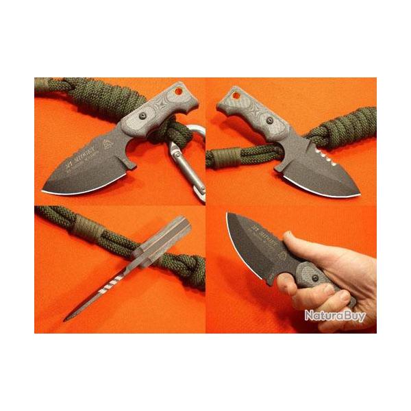 Couteau De Survie Tops SurvTac 5 Acier Carbone 1095 Manche Micarta Tops Knives Made In USA TPM1MGT01