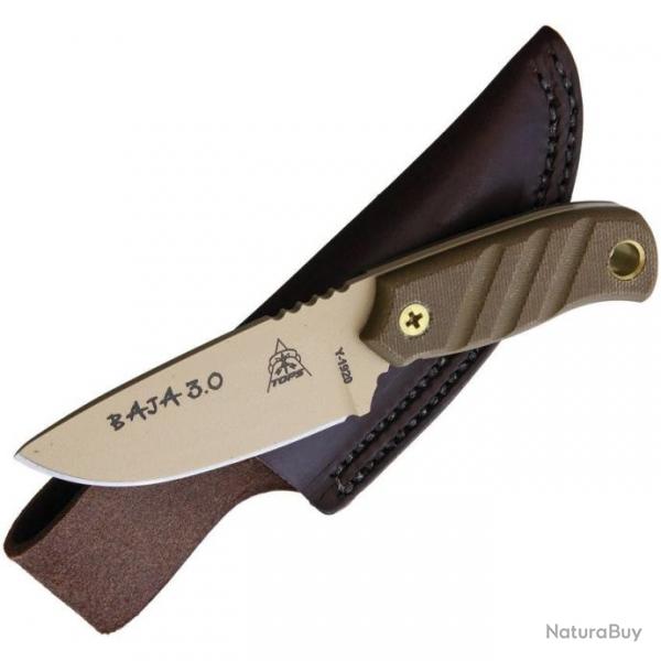 Couteau de Survie Tops Baja 3.0 Acier Carbone 1095 Manche Micarta Made In USA TPBAJA03