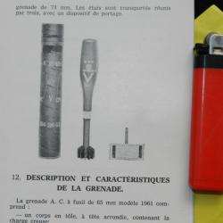 MANUEL GRENADES ANTICHAR  à  FUSIL 73 mm modéle 1950  daté 1965 ......