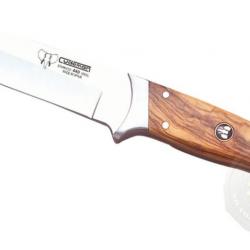 Couteau de chasse Cudeman manche bois d'olivier lame 12cm + étui cuir .