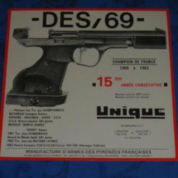 Feuillet pistolet UNIQUE DES/69