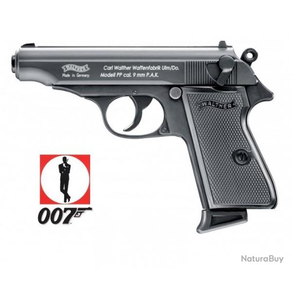 Pistolet de dfence  blanc  WALTHER  PP 9 mm ** Rplique du clbre PPK  de James Bond 007 **