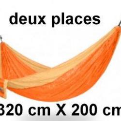 Hamac parachute DOUBLE  DUO DEUX PLACES /Hammock/ ORANGE 200cm X320 cm