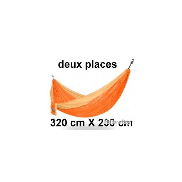 Hamac parachute DOUBLE  DUO DEUX PLACES /Hammock/ ORANGE 200cm X320 cm